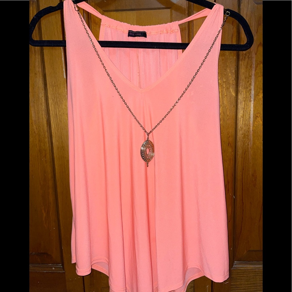 Orange tank with necklace!